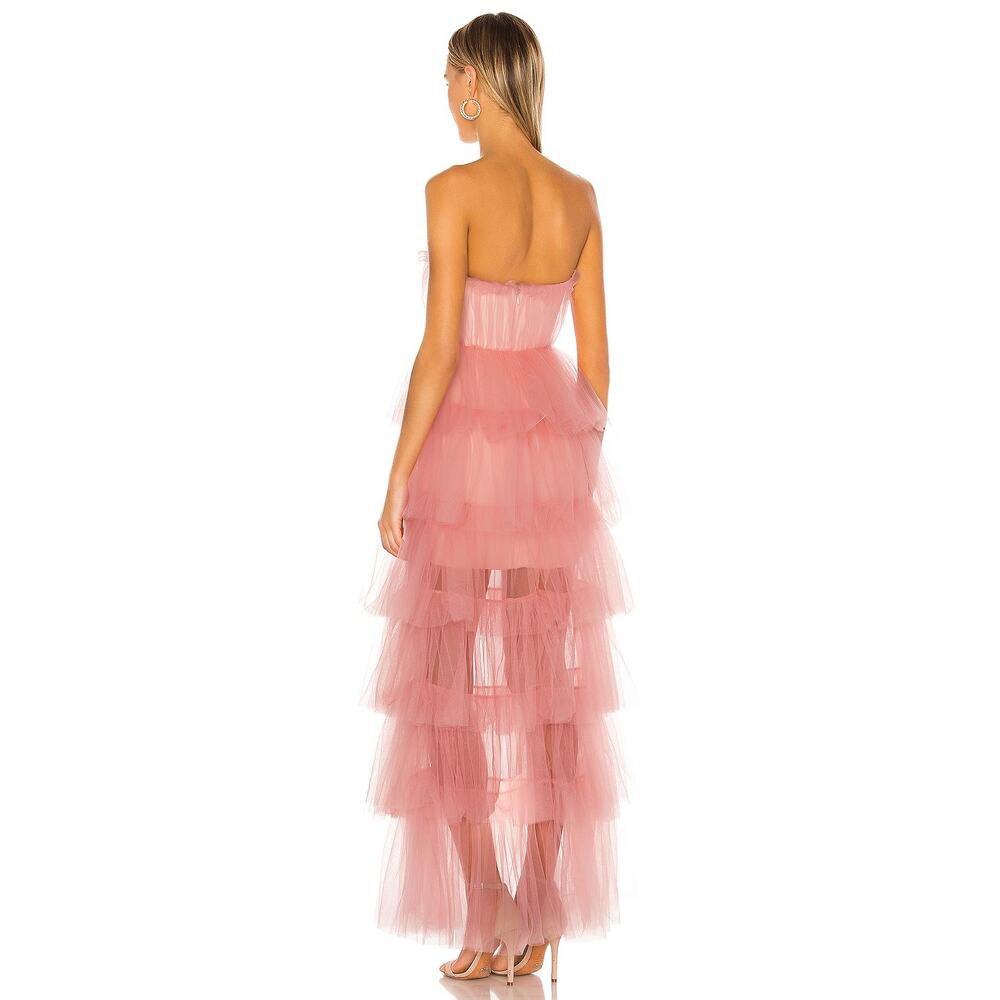 Lovers and Friends Bobbit Gown Strapless Tiered Ruffle Tulle Bridal Wedding XS - Picture 4 of 16